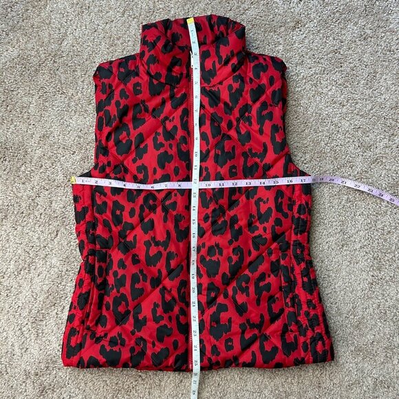 New York & Company Leopard-Print Coco Red Puffer Vest Size Small - Picture 12 of 12